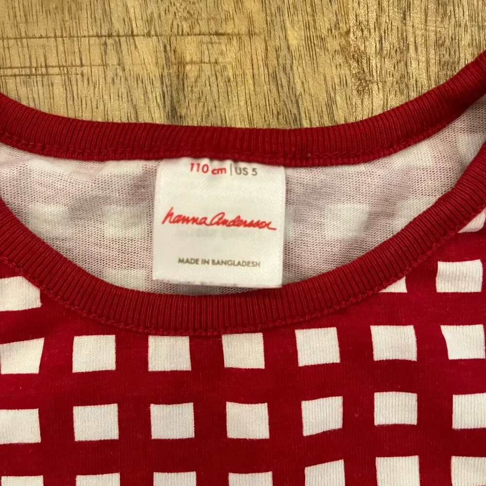 Hanna Andersson Red‎ Check Dress Girls 5 Christmas Holiday Long Sleeve Jersey